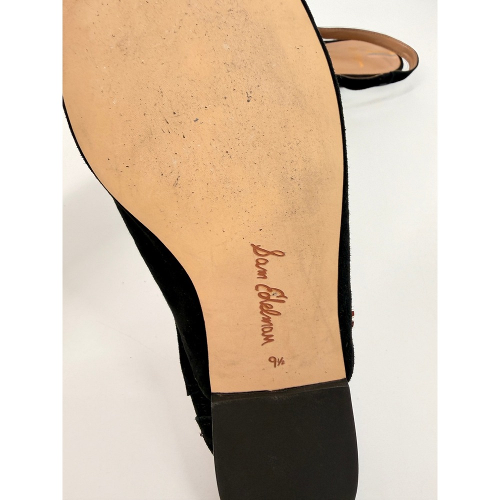 Sam Edelman Slingback Flats Womens 9.5 Black Suede Pointed Toe Jaina Classic - Picture 2 of 9